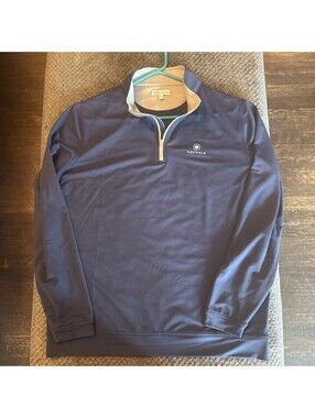 Peter Millar Crown Sport 1/4 Zip Pullover Men’s Large Navy Golf Embroidered